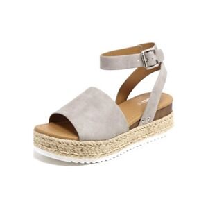 Soda Espadrille Platform Sandals Women Size 6.5 Grey Buckle Strap